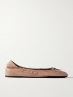 VLOGO bow-embellished crinkled patent-leather ballet flats