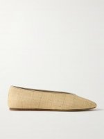 Regency grosgrain-trimmed raffia ballet flats