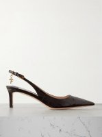 Angelina logo-embellished croc-effect leather slingback pumps