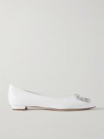 Hangisi 10 crystal-embellished satin point-toe flats