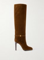 Diane logo-embellished suede knee boots