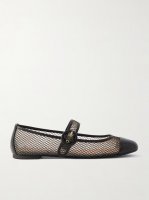 Solstice leather-trimmed mesh ballet flats