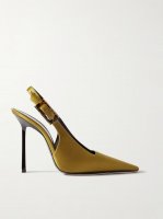 Climax satin slingback point-toe pumps