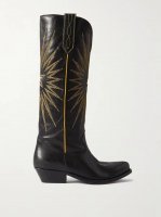 Wish Star embroidered distressed leather cowboy boots