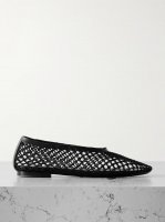 Alba leather-trimmed crochet ballet flats