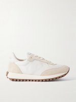 Gravel suede, leather and shell sneakers