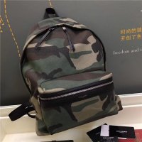 Yves Saint Laurent Classic City Backpack Khaki Cotton Gabardine Camouflage And Black Leather