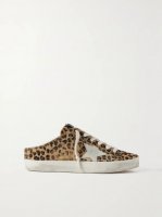 Super-Star Sabot distressed leopard-print calf hair slip-on sneakers