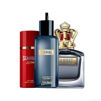 Kit Perfume Jean Paul Gaultier Scandal Pour Homme Masculino Eau de Toilette 200 ml Refil + Perfume 150 ml Recarregável + Desodor