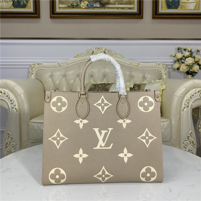 Louis Vuitton OnTheGo MM Monogram Empreinte Leather Tourterelle Bag