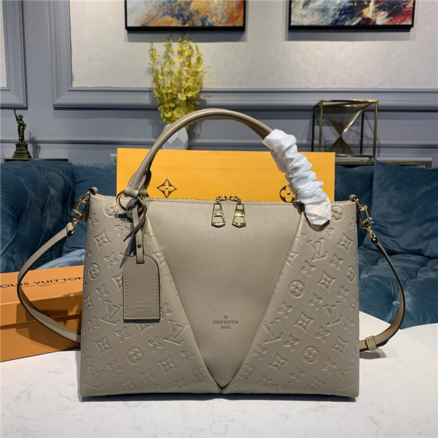 Louis Vuitton V Tote MM Monogram Empreinte Tourterelle Grey Louis Vuitton V Tote MM Monogram Empreinte Tourterelle Grey