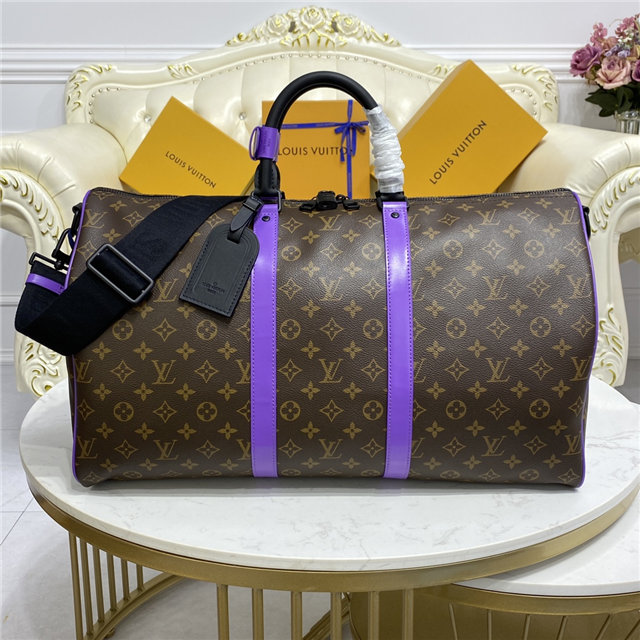 Louis Vuitton Keepall Bandouliere 50 Monogram Macassar Canvas Purple Louis Vuitton Keepall Bandouliere 50 Monogram Macassar Canvas Purple