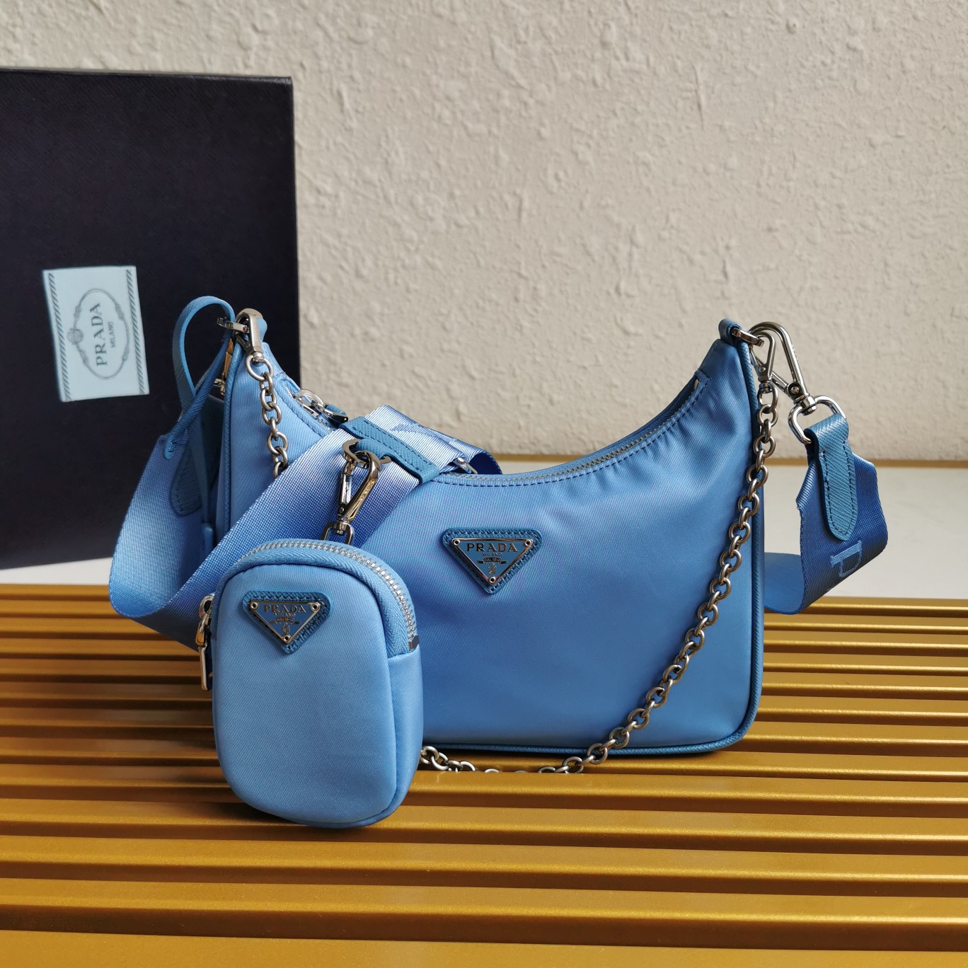 PRADA HANDBAG HOBO blue