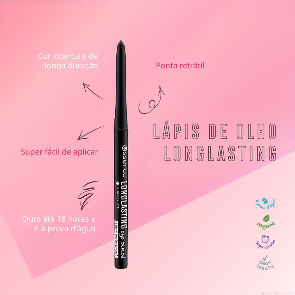 Lápis de Olho Cremoso Matte Essence Long Lasting 01 Black Fever 28 g