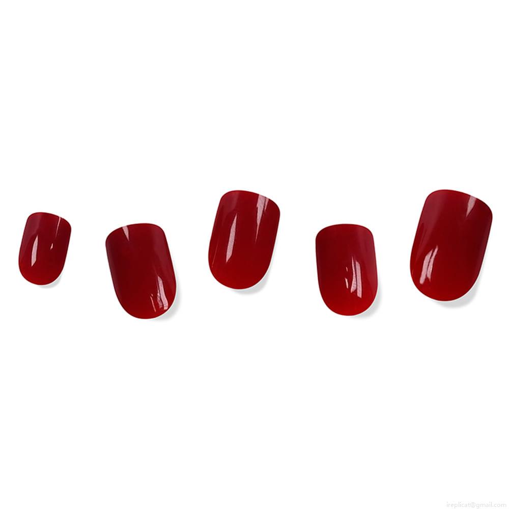 Unhas Postiças Curta Autocolante Quadrada Pintada Absolute New York Magiquick Wine Red 24 Unidades