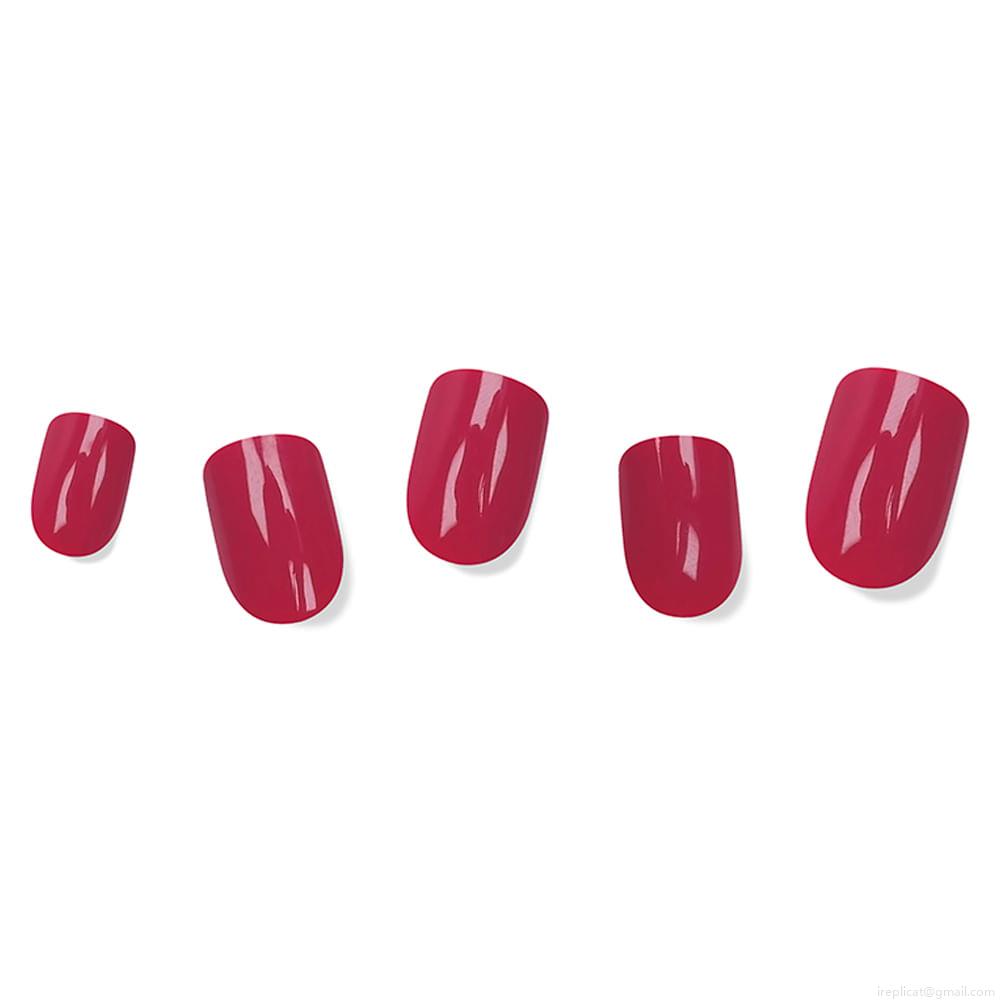 Unhas Postiças Curta Autocolante Quadrada Pintada Absolute New York Magiquick Burgundy Red 24 Unidades