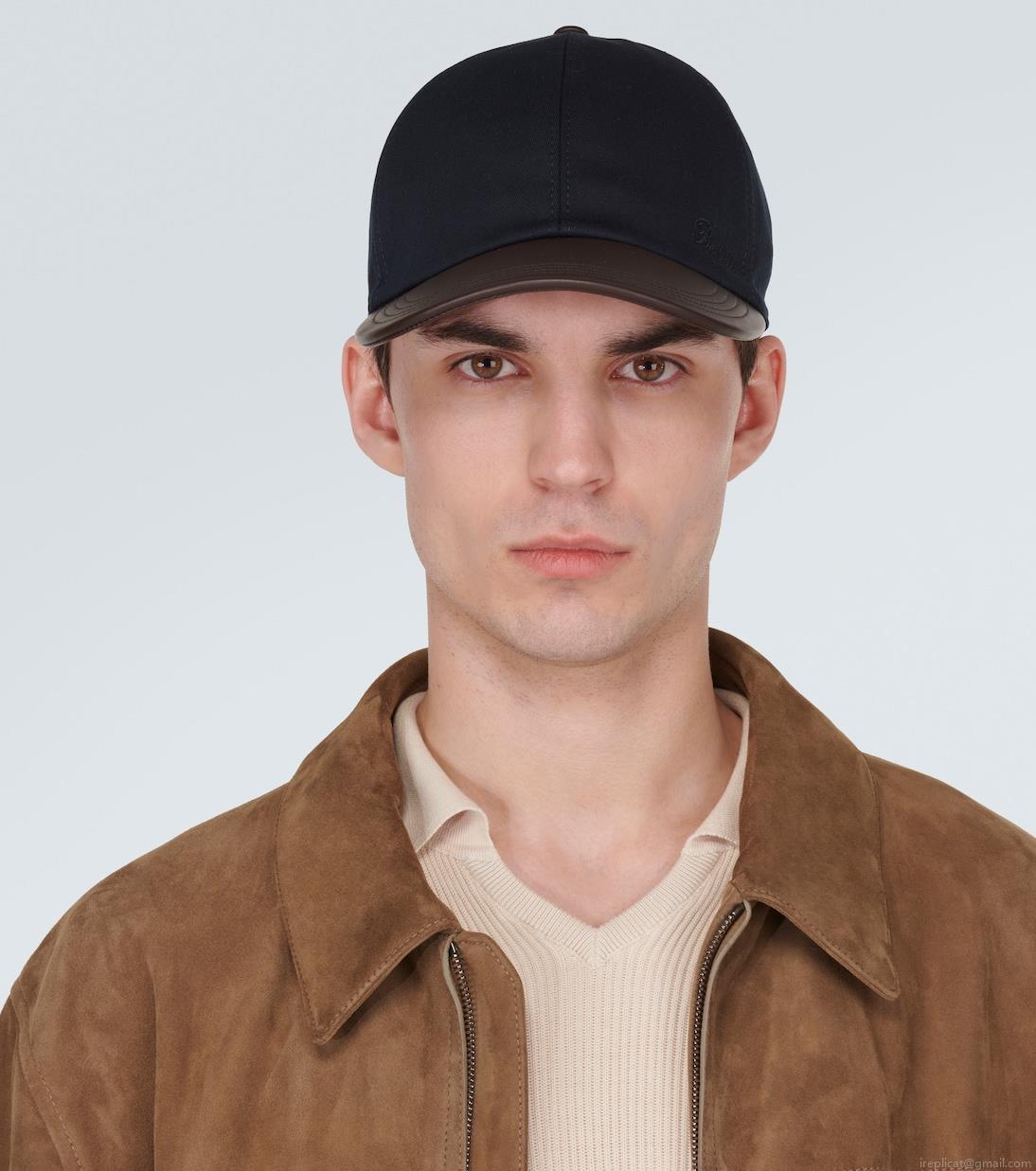 BerlutiLeather-trimmed cotton baseball cap