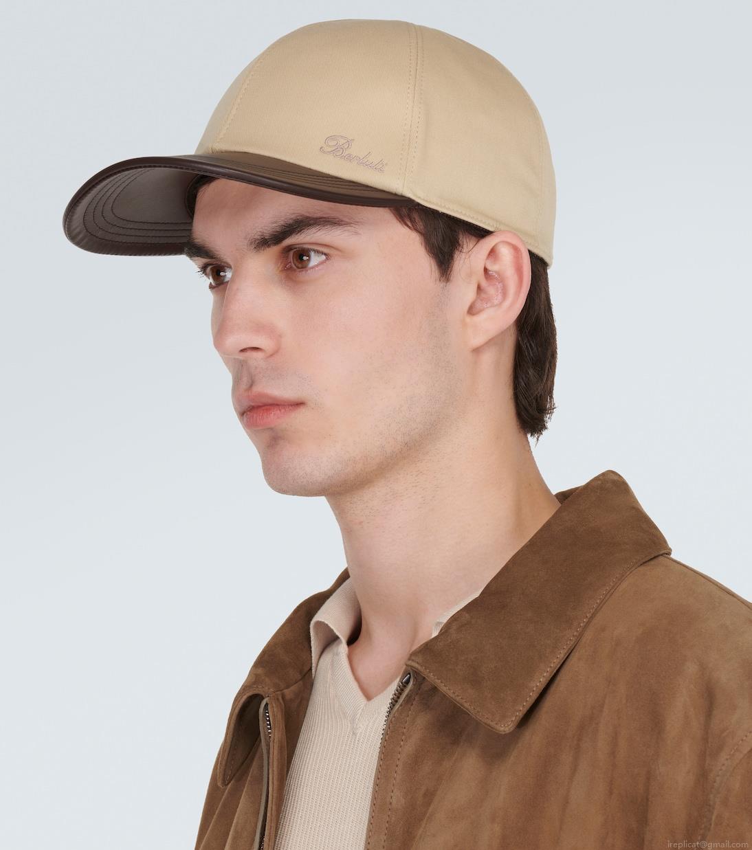 BerlutiLeather-trimmed cotton baseball cap