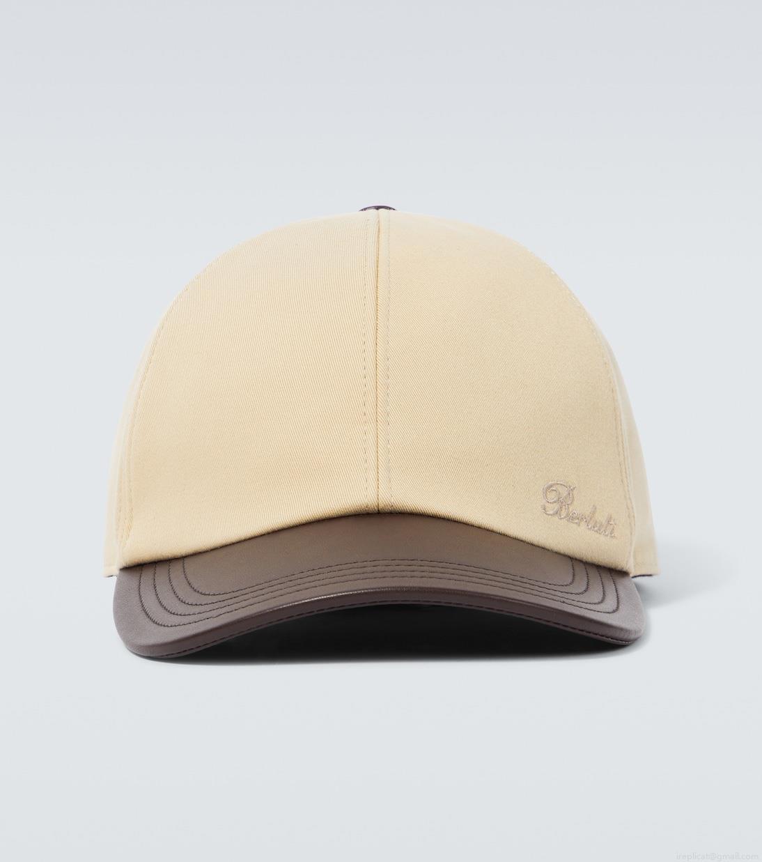 BerlutiLeather-trimmed cotton baseball cap