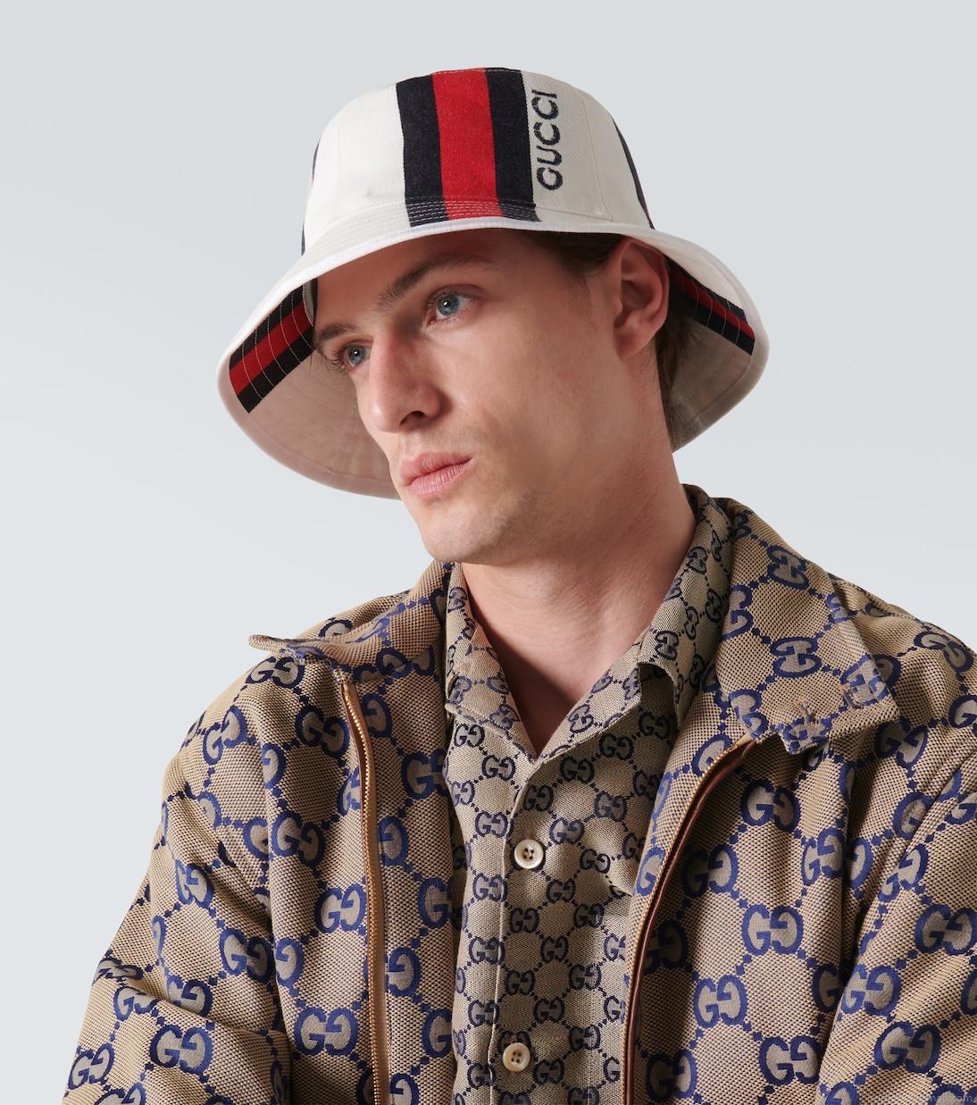 GucciWeb Stripe canvas bucket hat