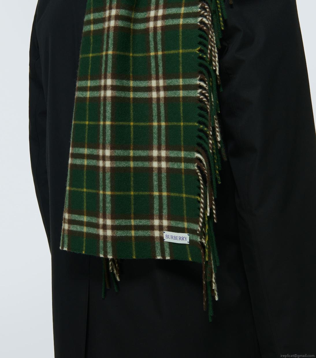 BurberryBurberry Check fringed cashmere scarf