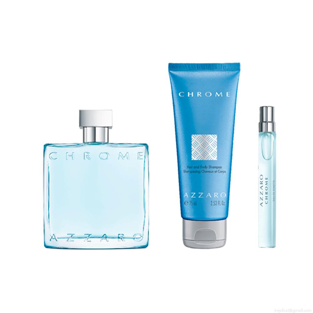 Kit Perfume Azzaro Chrome Eau de Toilette Masculino 100 ml + Miniatura 10 ml + Loção 75 ml