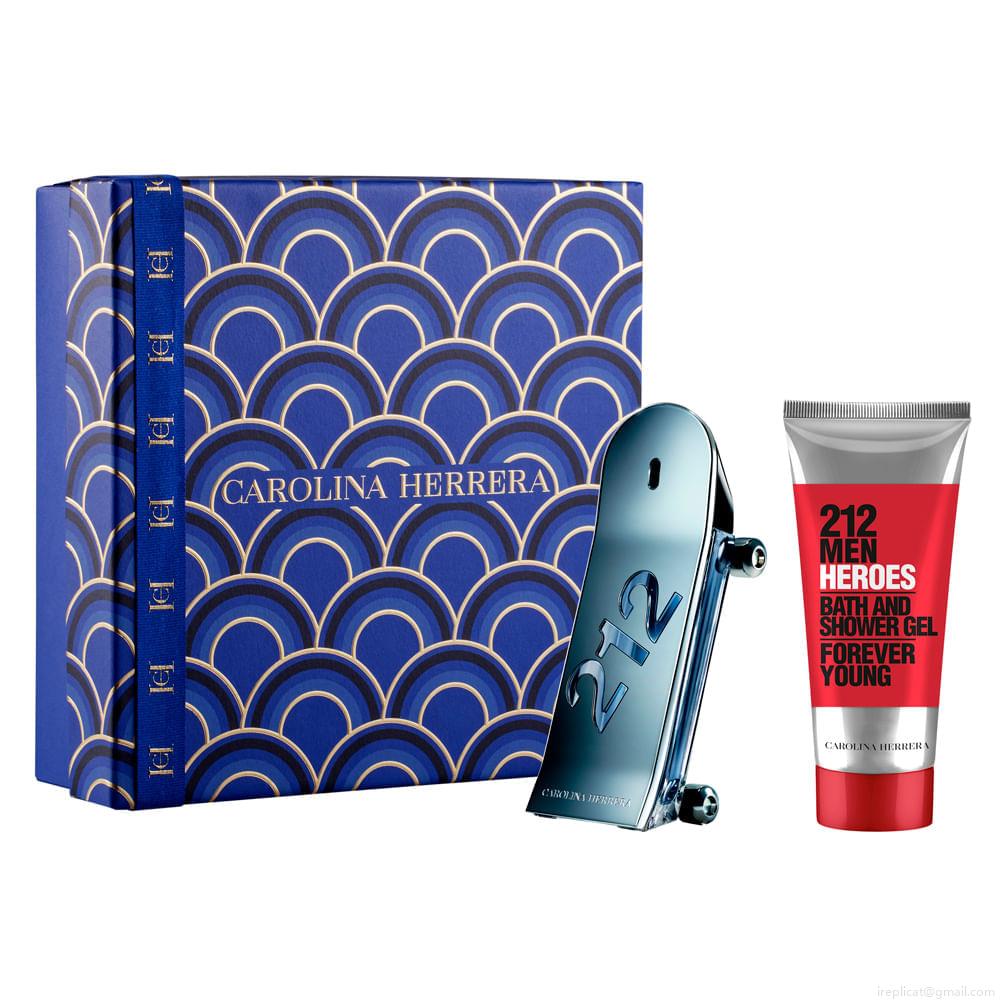 Kit Perfume Carolina Herrera 212 Men Heroes Eau de Toilette Masculino 90 ml + Gel de Banho 100 ml