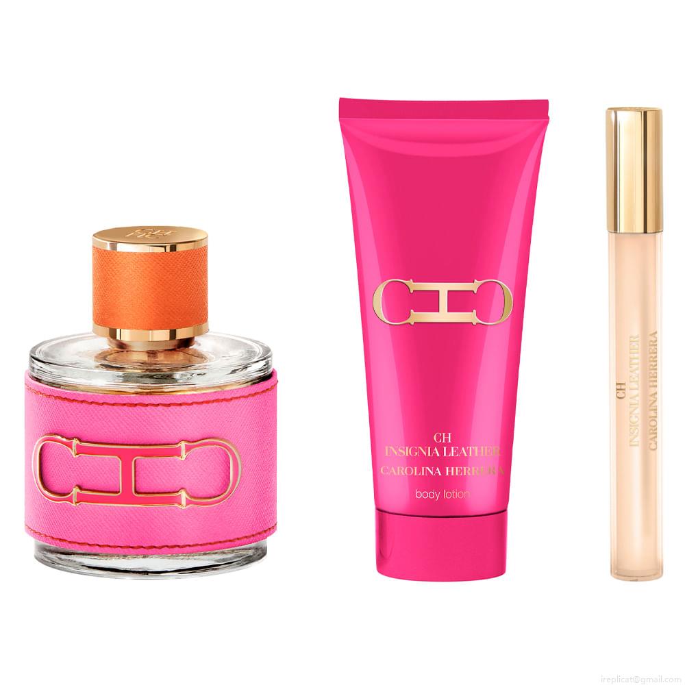 Kit Perfume Carolina Herrera Ch Insignia Leather Feminino Eau de Parfum 100 ml + Creme Corporal 100 ml + Miniatura 10 ml