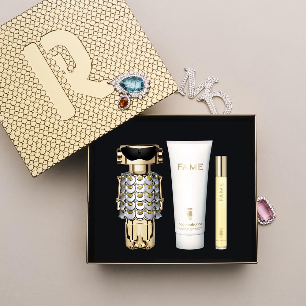 Kit Perfume Paco Rabanne Fame Feminino Eau de Parfum 80 ml + Creme Corporal 100 ml + Miniatura 10 ml