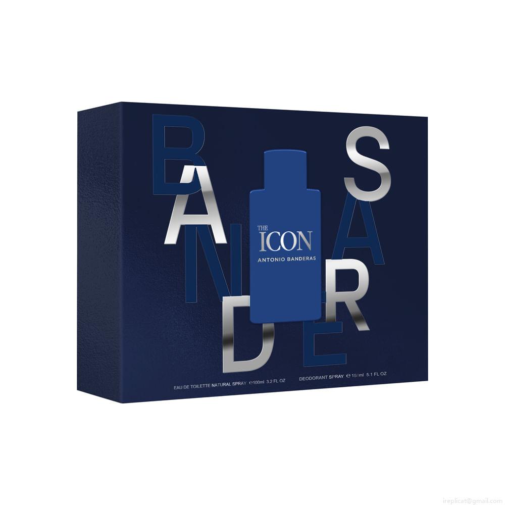 Kit Perfume Banderas The Icon Masculino Eau de Toilette 100 ml + Desodorante 150 ml Kit Perfume Banderas The Icon Masculino Eau de Toilette 100 ml + Desodorante 150 ml