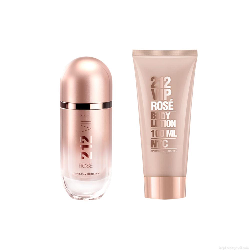 Kit Perfume Carolina Herrera 212 Vip Rosé Feminino Eau de Parfum 80 ml + Loção Corporal 100 ml