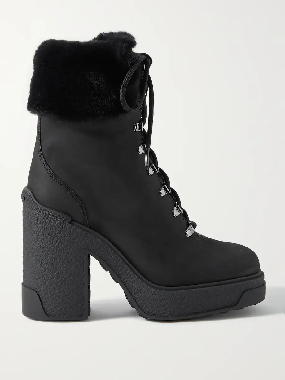 Claudia faux fur-trimmed nubuck ankle boot Claudia faux fur-trimmed nubuck ankle boot