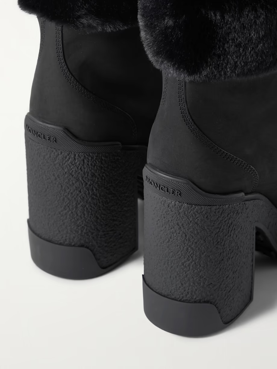 Claudia faux fur-trimmed nubuck ankle boot Claudia faux fur-trimmed nubuck ankle boot