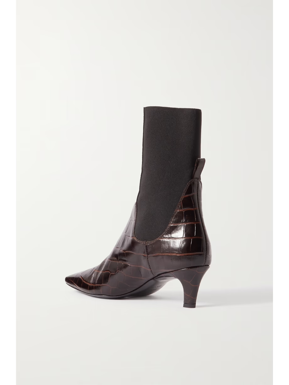 + NET SUSTAIN The Mid Heel croc-effect leather ankle boots