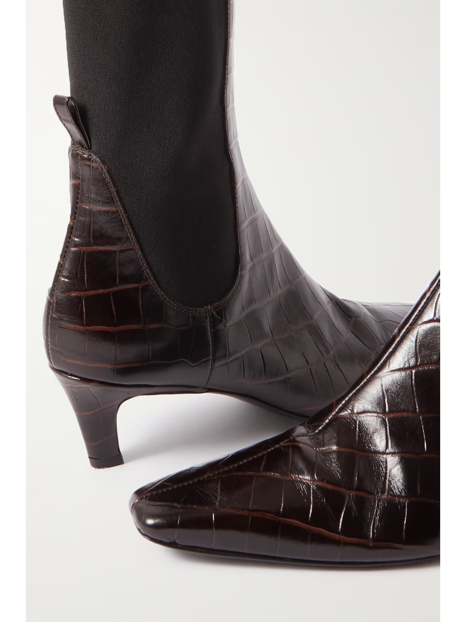 + NET SUSTAIN The Mid Heel croc-effect leather ankle boots