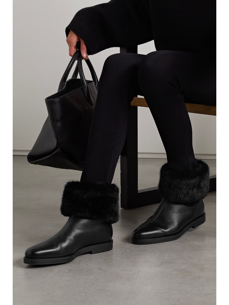 The Off-Duty faux fur-lined textured-leather boots