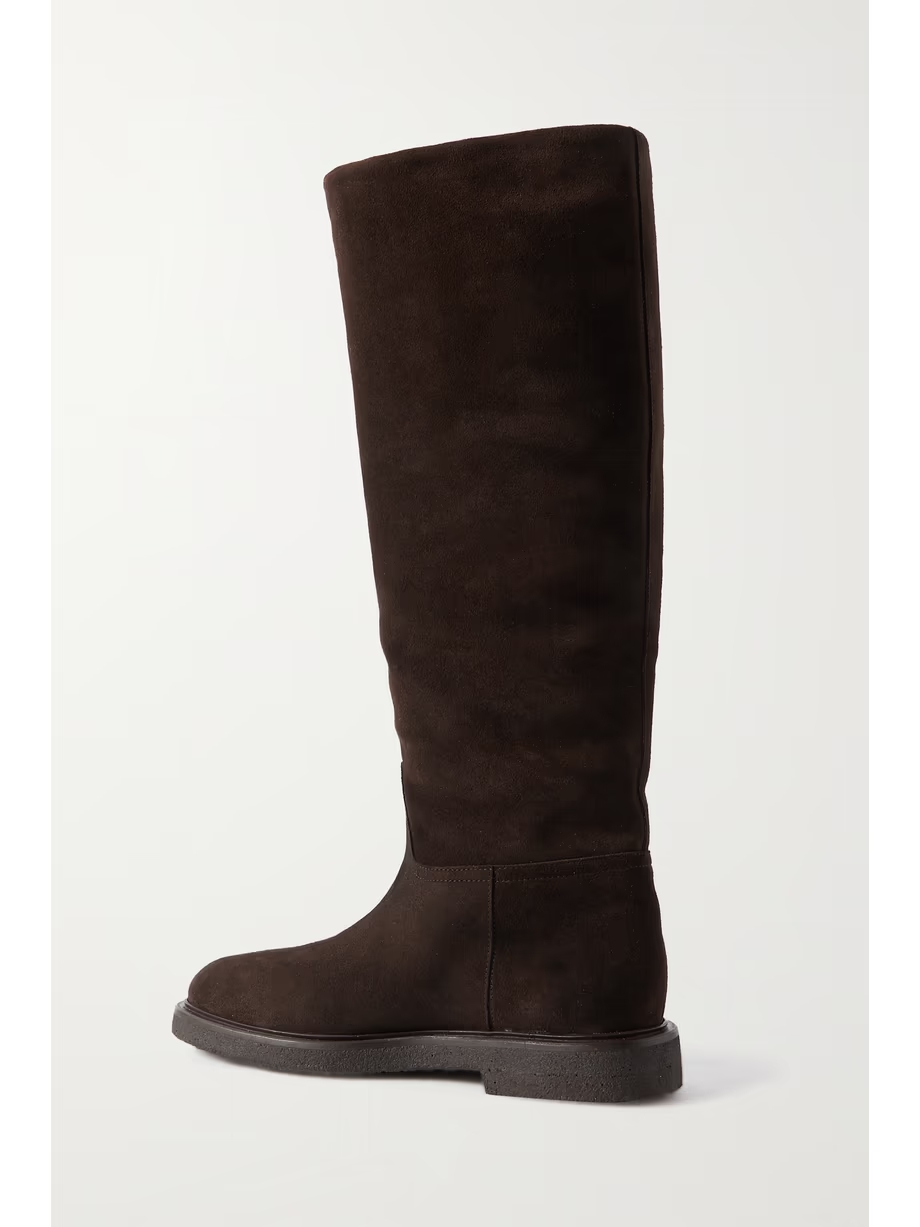 Shearling-lined suede knee boots