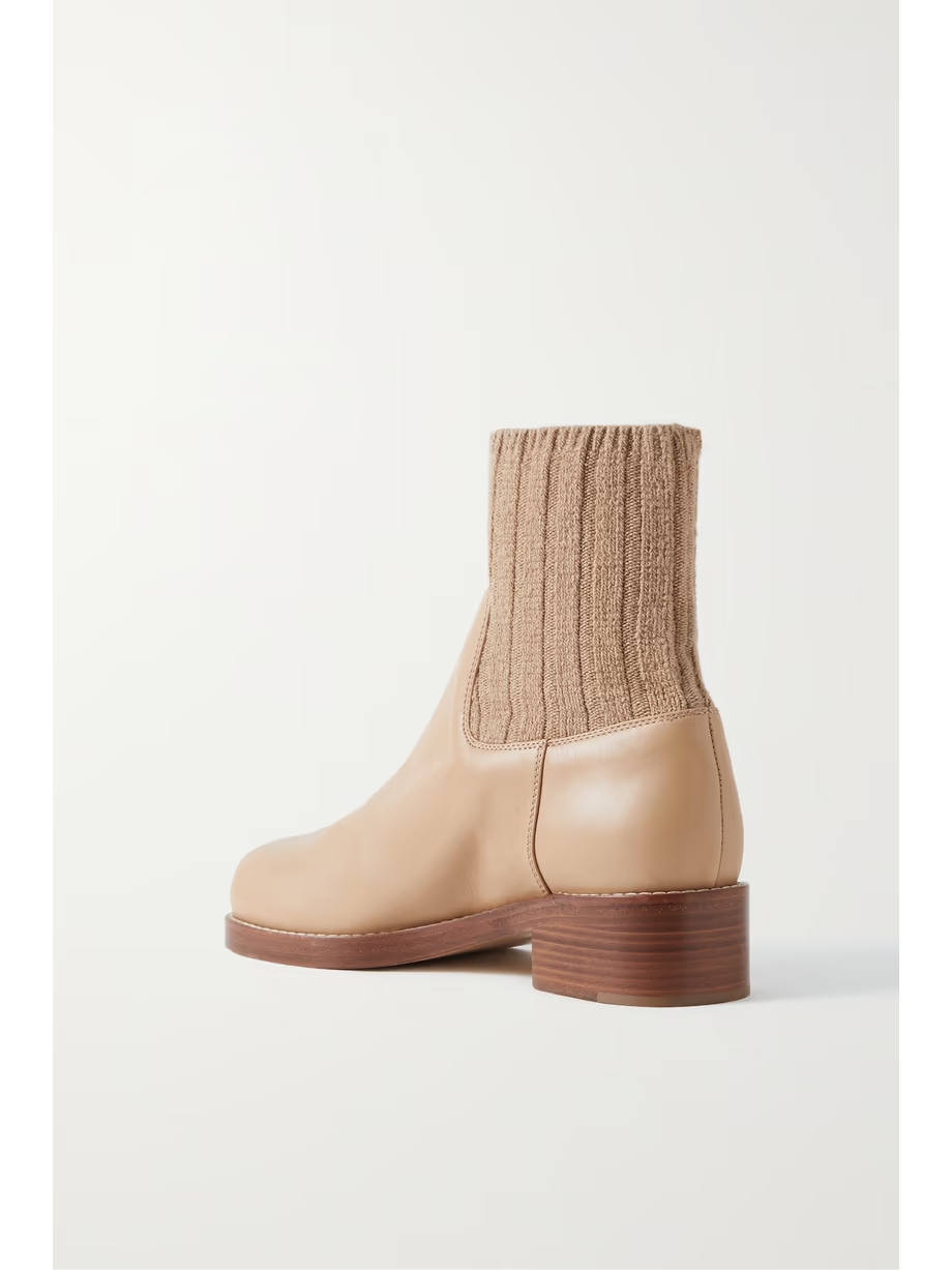 Hobbes ribbed cashmere-trimmed leather Chelsea boots