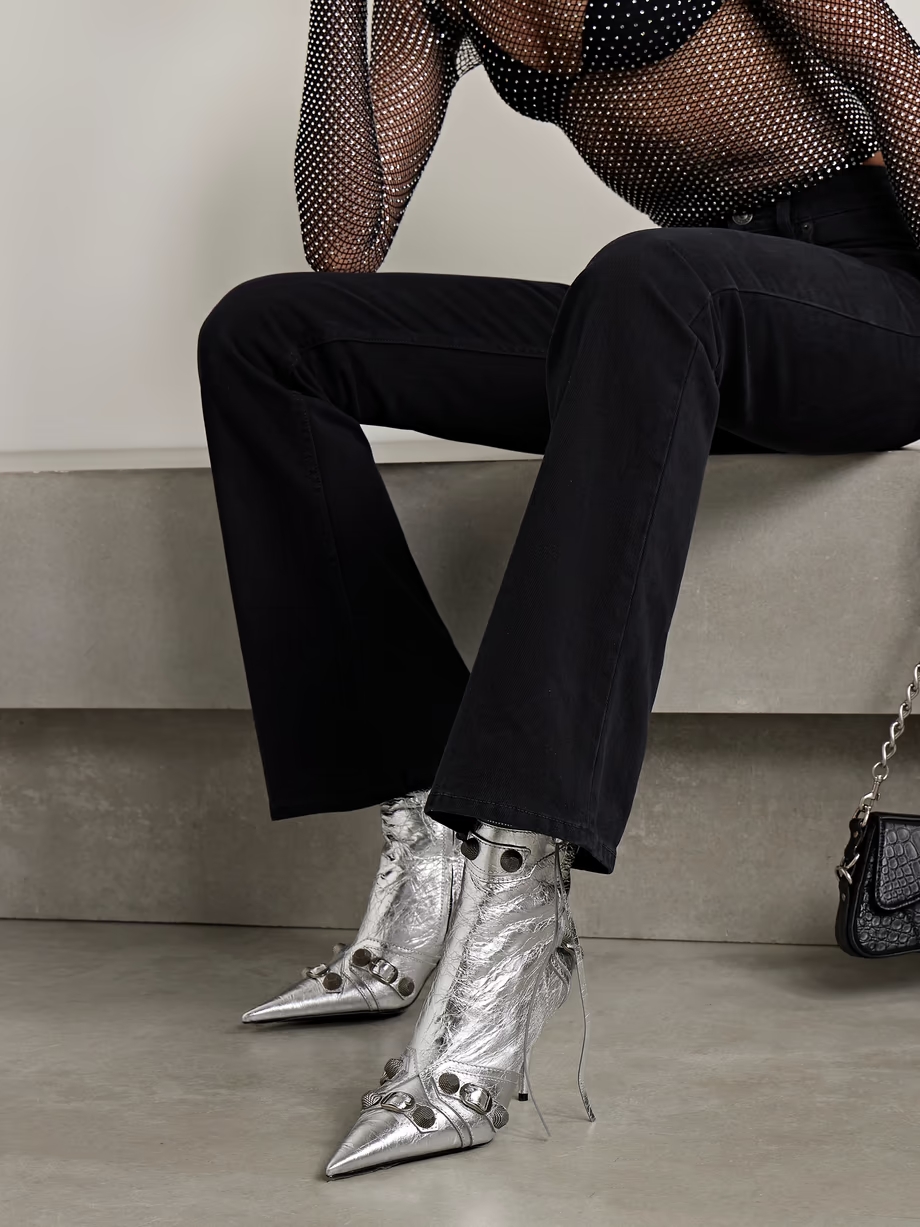 Le Cagole studded crinkled-leather ankle boots Le Cagole studded crinkled-leather ankle boots