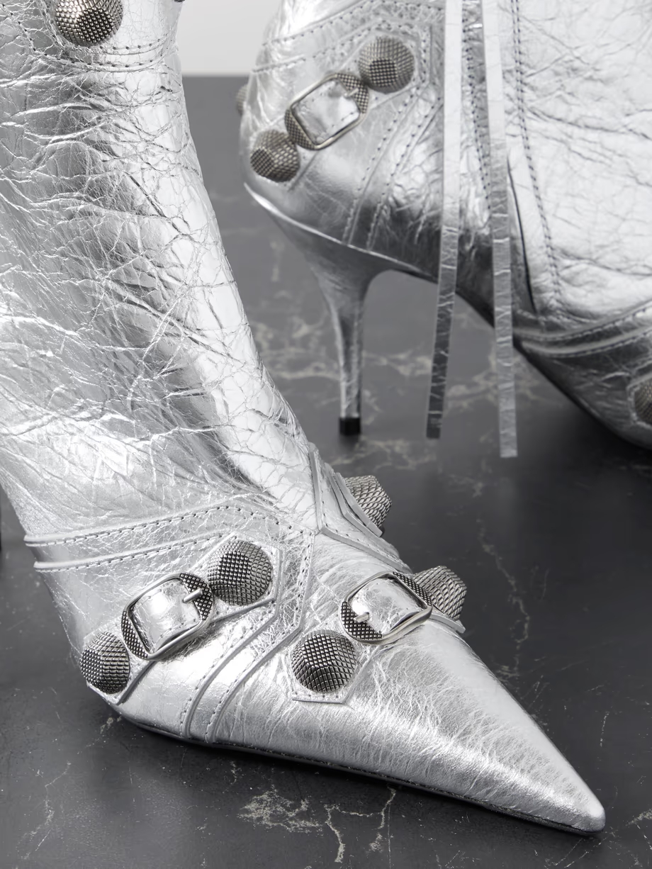 Le Cagole studded crinkled-leather ankle boots Le Cagole studded crinkled-leather ankle boots