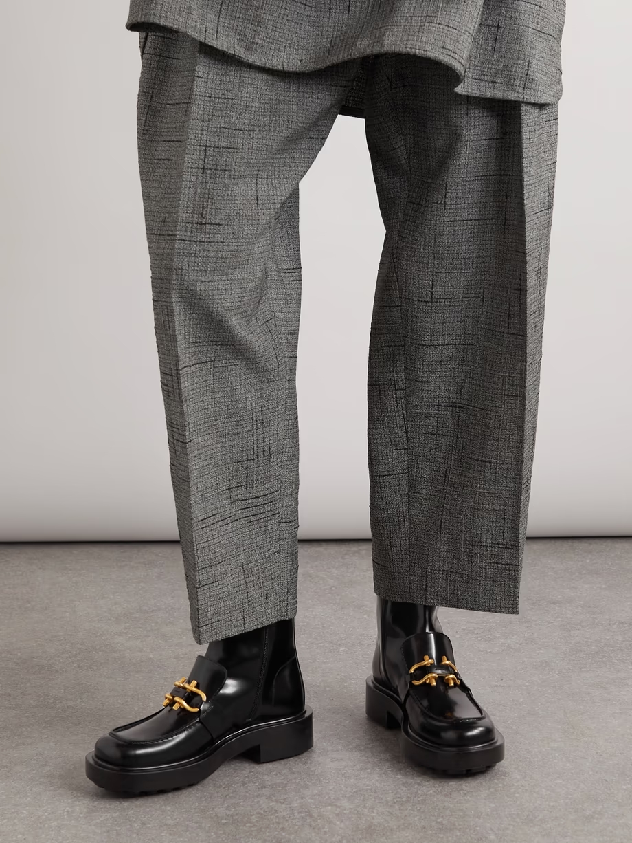 Embellished glossed-leather ankle boots Embellished glossed-leather ankle boots