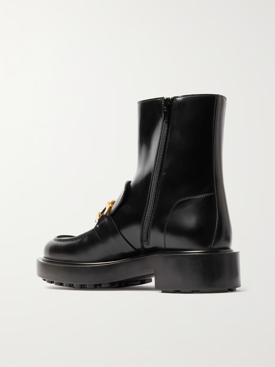 Embellished glossed-leather ankle boots Embellished glossed-leather ankle boots