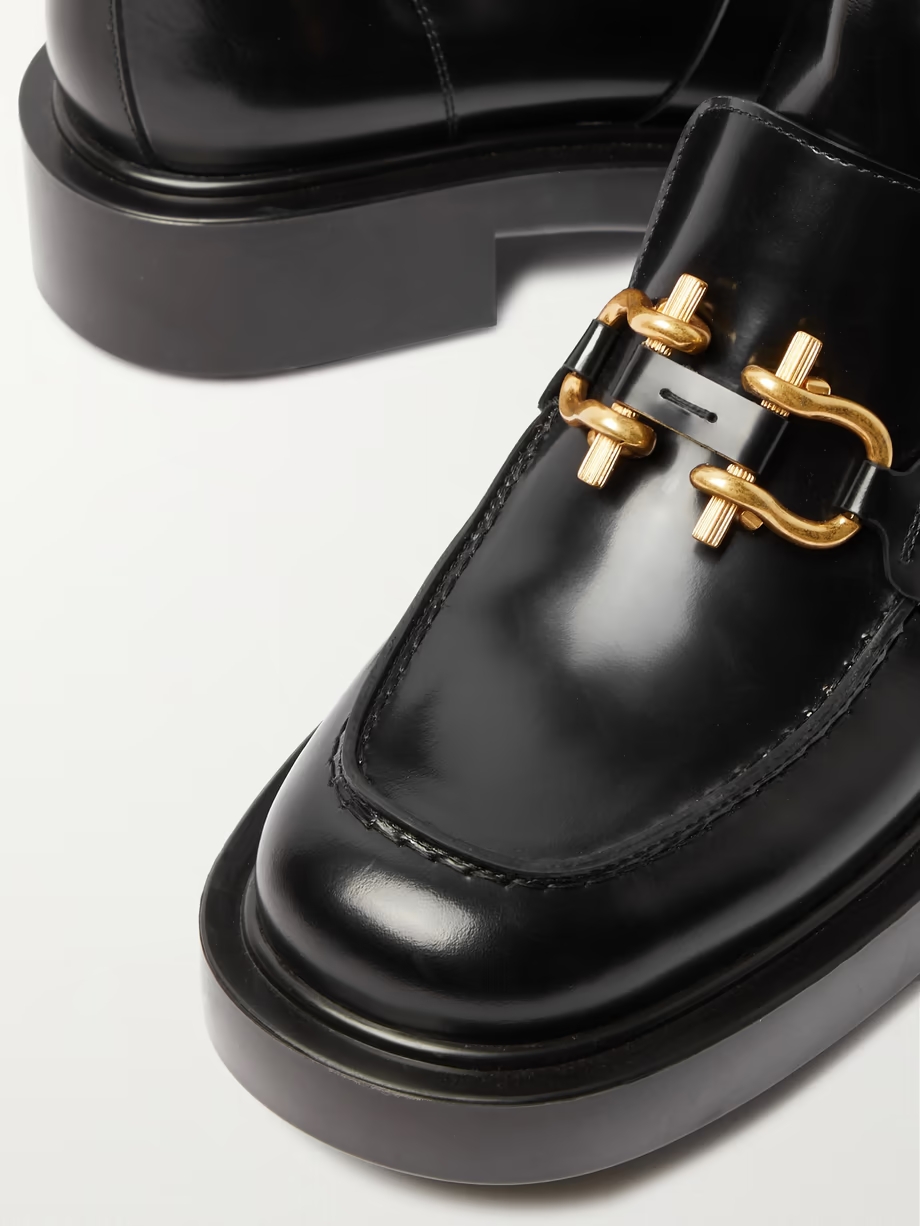 Embellished glossed-leather ankle boots Embellished glossed-leather ankle boots