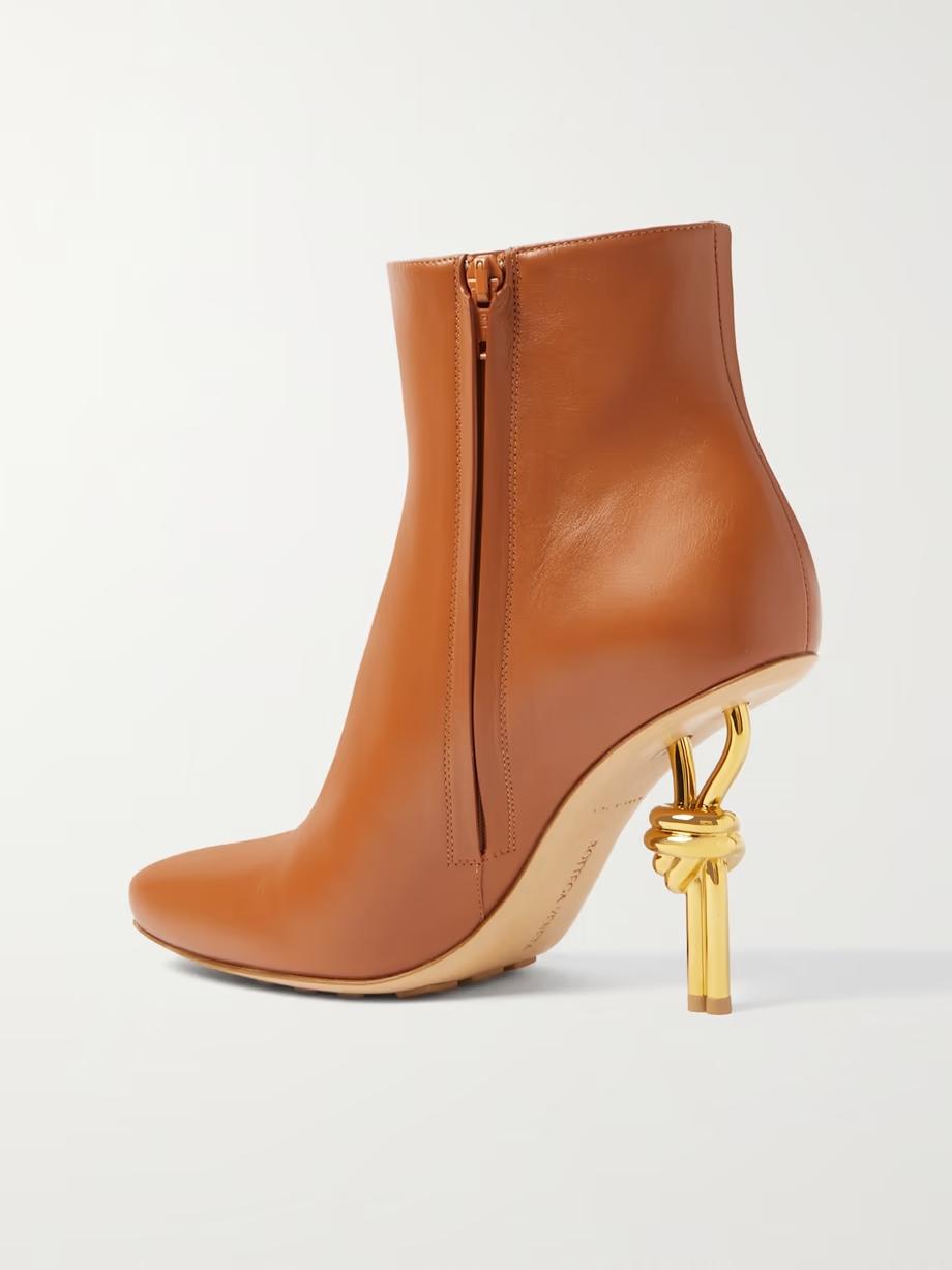 Knot leather ankle boots