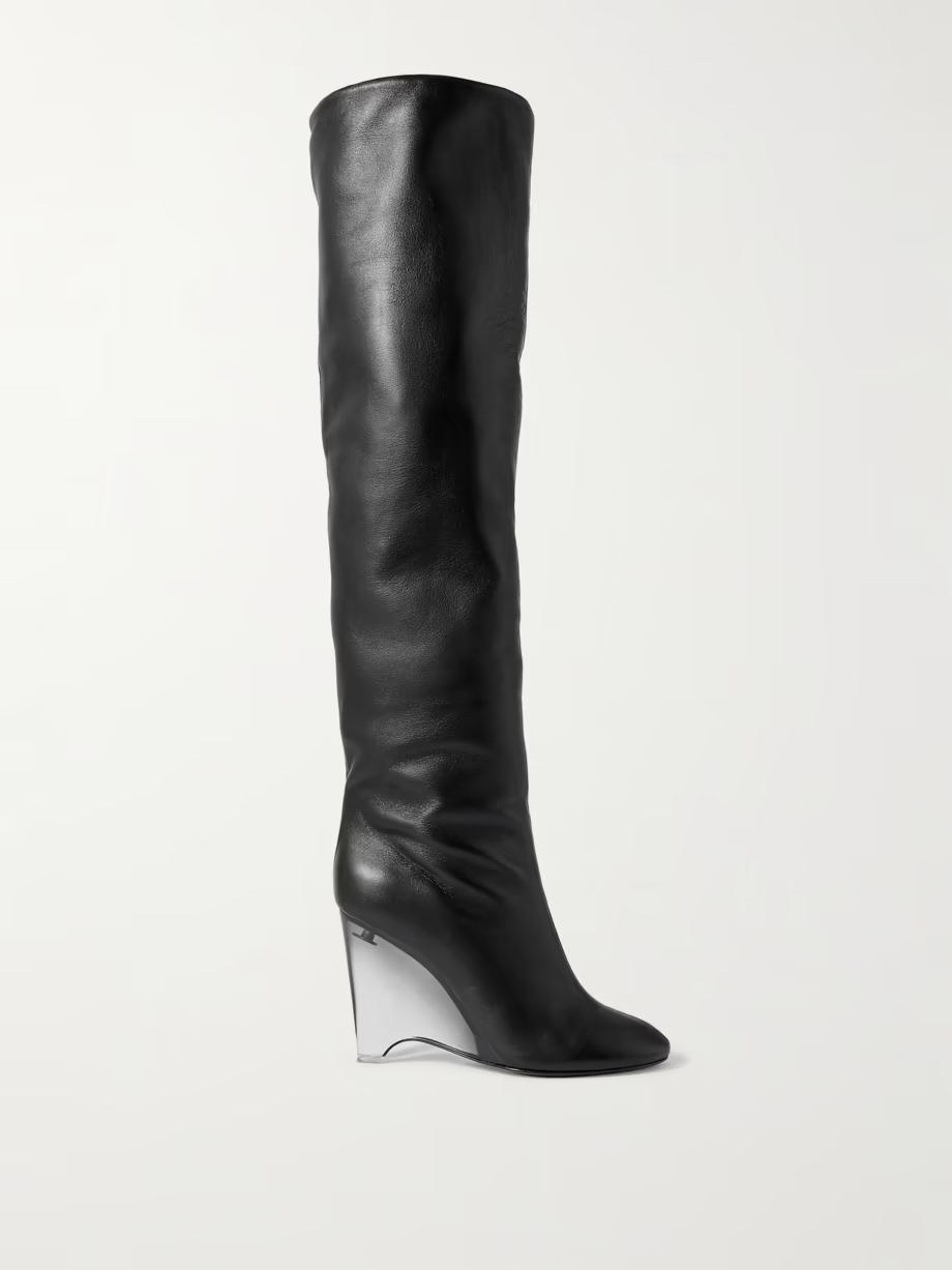 100 leather over-the-knee wedge boots 100 leather over-the-knee wedge boots