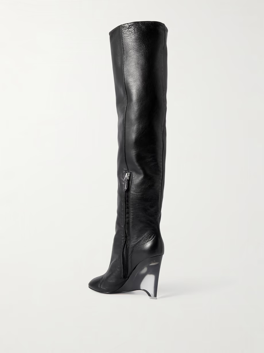 100 leather over-the-knee wedge boots 100 leather over-the-knee wedge boots