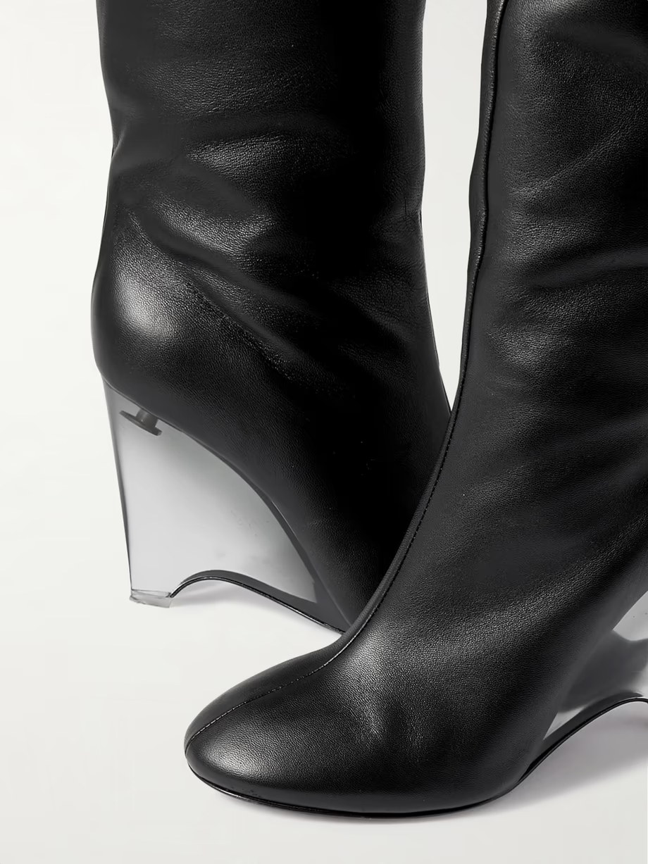 100 leather over-the-knee wedge boots 100 leather over-the-knee wedge boots