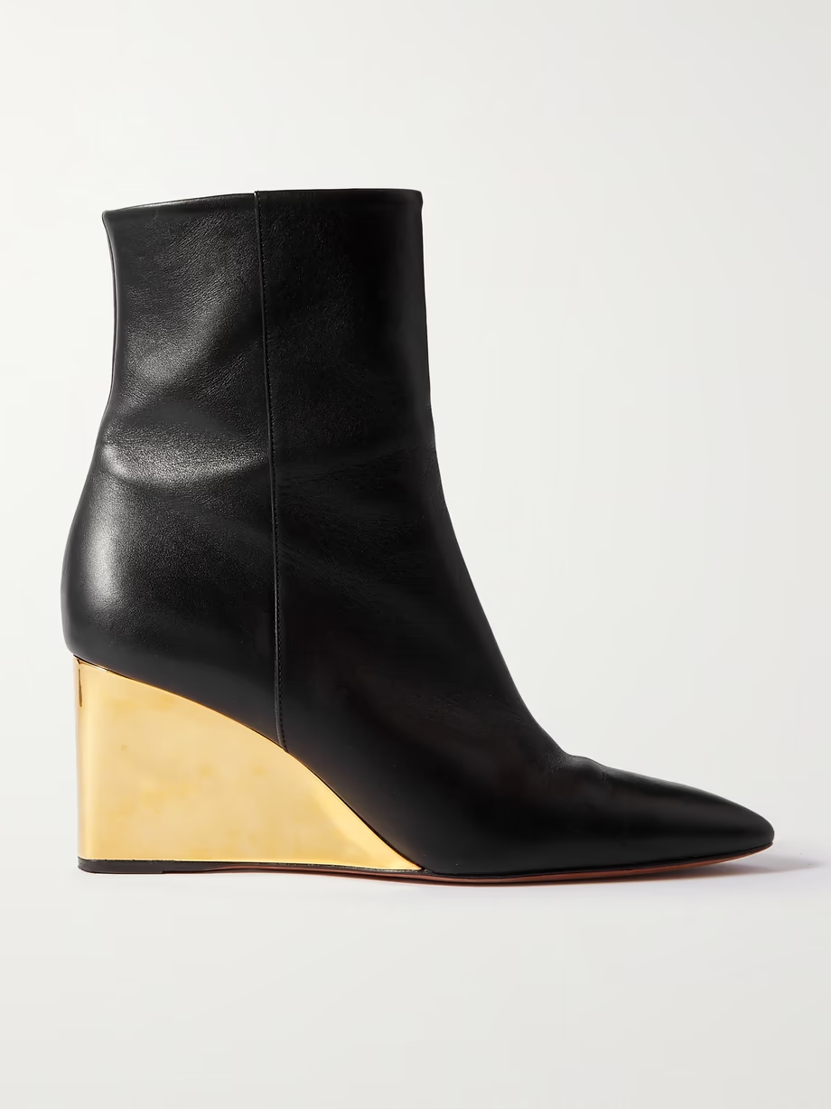 + NET SUSTAIN Rebecca leather wedge ankle boots