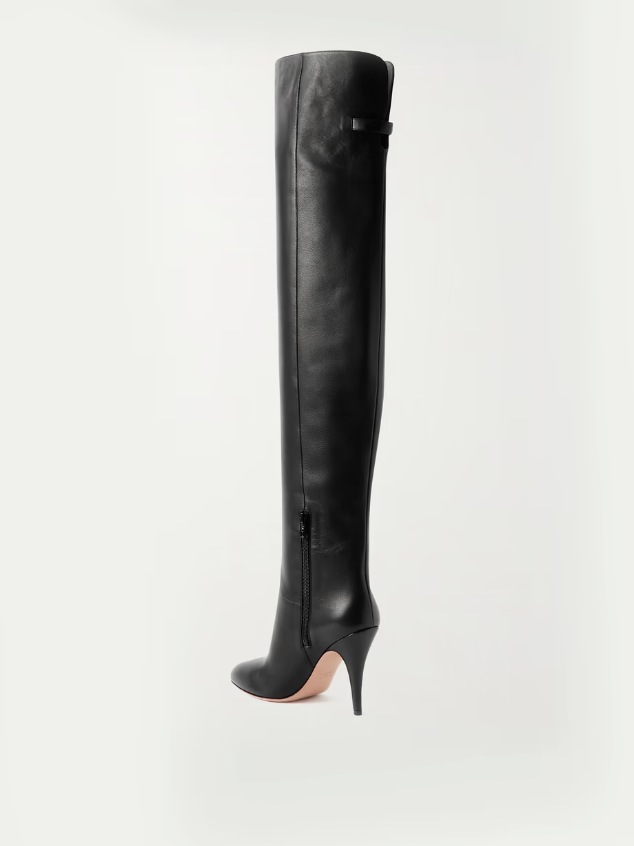 105 buckle-embellished leather over-the-knee boots