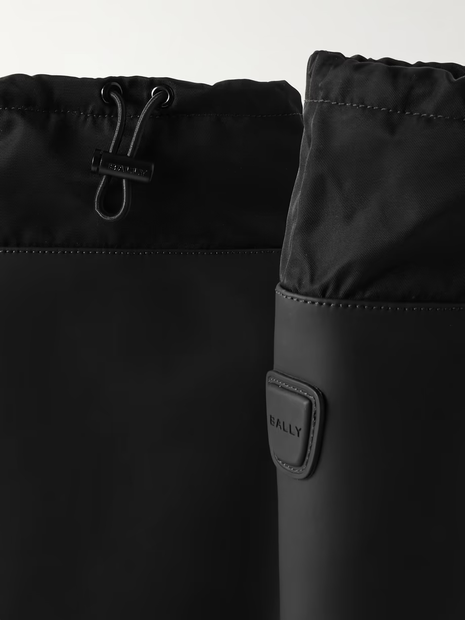 Clover twill-trimmed coated-leather knee boots Clover twill-trimmed coated-leather knee boots